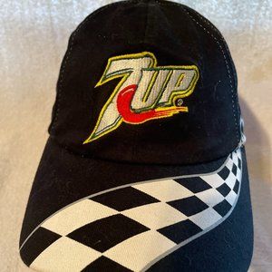 CANADA EDITION VINTAGE RARE 7UP RACING BASEBALL CAP WITH CHEKERED FLAG LOGO
